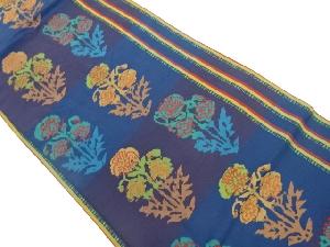 横段に草花模様織出し名古屋帯